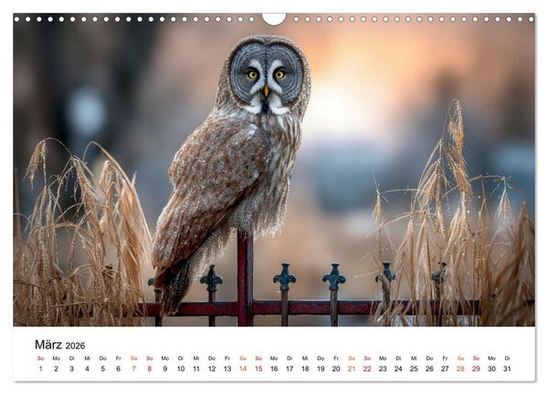 Produktbild: Eulen - Augen der Wildnis (Wandkalender 2026 DIN A3 quer), CALVENDO Monatskalender