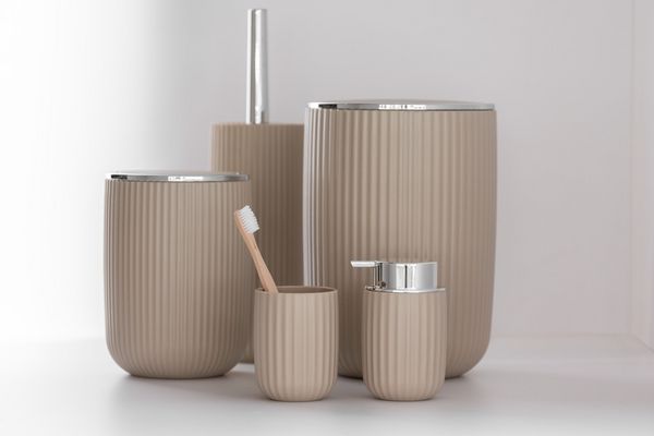Produktbild: Schwingdeckeleimer Mod. Agropoli L Beige, Kosmetikeimer mit Schwingdeckel, 5,5 l