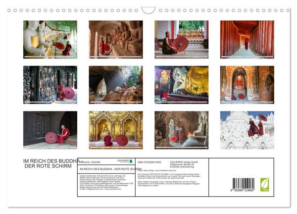 Produktbild: IM REICH DES BUDDHA - DER ROTE SCHIRM (Wandkalender 2027 DIN A3 quer), CALVENDO Monatskalender
