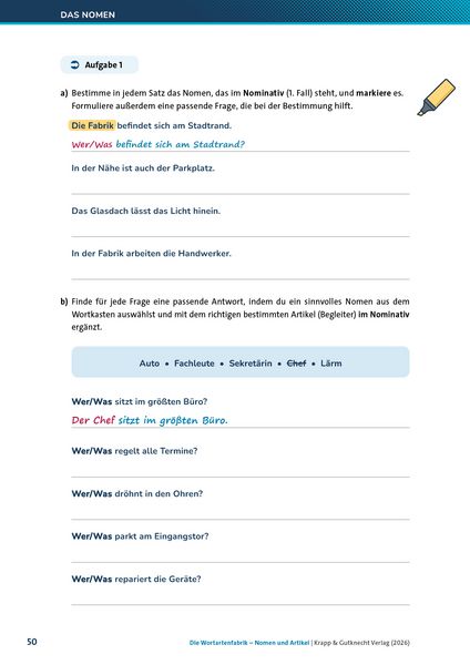 Produktbild: Die Wortartenfabrik &ndash; Nomen und Artikel &ndash; Lehrerheft