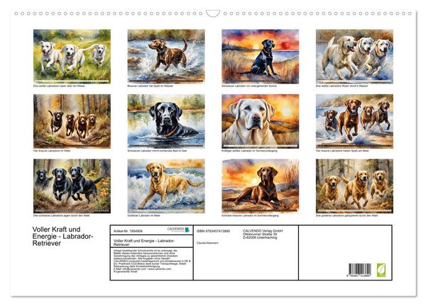 Produktbild: Voller Kraft und Energie - Labrador-Retriever (Wandkalender 2026 DIN A2 quer), CALVENDO Monatskalender