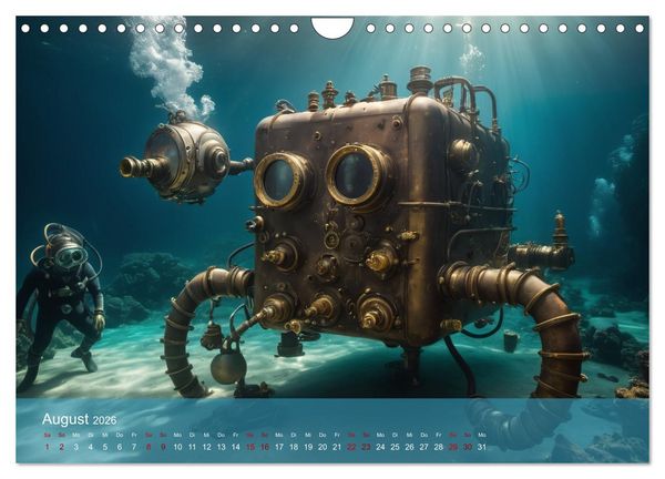 Produktbild: Steampunk - Unterwasser Roboter (Wandkalender 2026 DIN A4 quer), CALVENDO Monatskalender