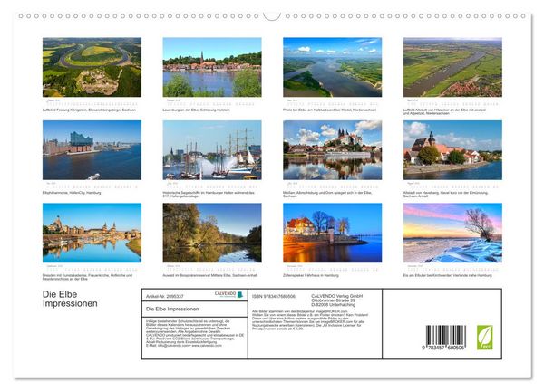Produktbild: Die Elbe Impressionen (hochwertiger Premium Wandkalender 2026 DIN A2 quer), Kunstdruck in Hochglanz