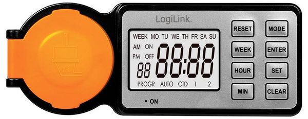 Produktbild: LogiLink ET0016 Zeitschaltuhr digital IP44 Countdown-Funktion, EIN/AUS-Programm, Timer-Funktion