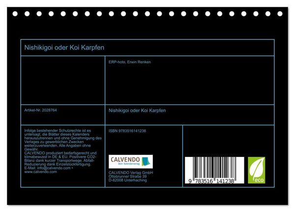 Produktbild: Nishikigoi oder Koi Karpfen (Tischkalender 2026 DIN A5 quer), CALVENDO Monatskalender