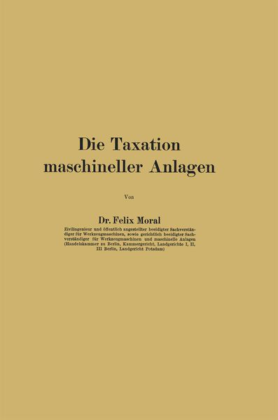 Produktbild: Die Taxation maschineller Anlagen