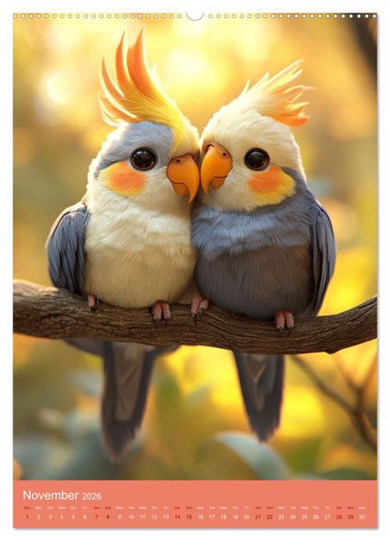 Produktbild: Cockatiel Chirpy Moments (High Quality Premium Wall Calendar 2026 DIN A2 portrait),CALVENDO 12 Month Wall Calendar