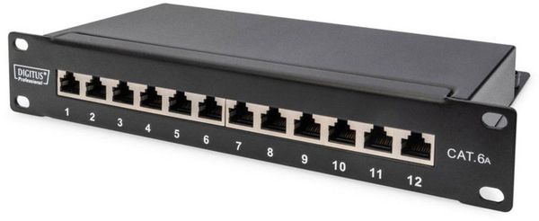 Digitus DN-91612S-EA 12 Port Netzwerk-Patchpanel 254mm (10') CAT 6a 1 HE Bestückt