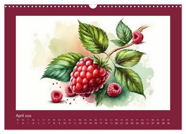 Produktbild: Fr&uuml;chte in Wasserfarben - Fruchtige KI-Kunst f&uuml;r das ganze Jahr (Wandkalender 2026 DIN A3 quer), CALVENDO Monatskalender