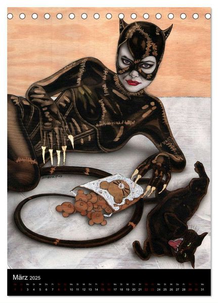Produktbild: Kesse Mietzen - Burlesque cats II - mit flotten Linien gezeichnete Pin-up Katzen (Tischkalender 2025 DIN A5 hoch), CALVENDO Monatskalender