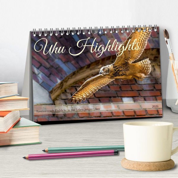 Produktbild: Uhu Highlights (Tischkalender 2026 DIN A5 quer), CALVENDO Monatskalender