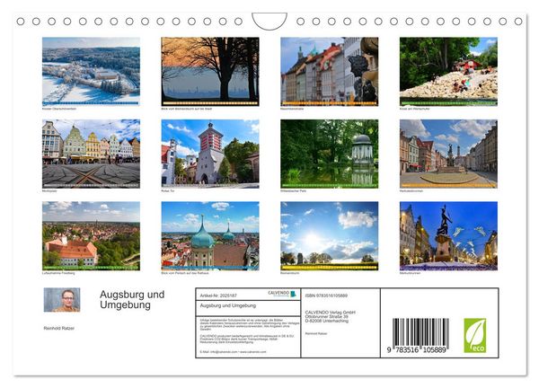 Produktbild: Augsburg und Umgebung (Wandkalender 2026 DIN A4 quer), CALVENDO Monatskalender
