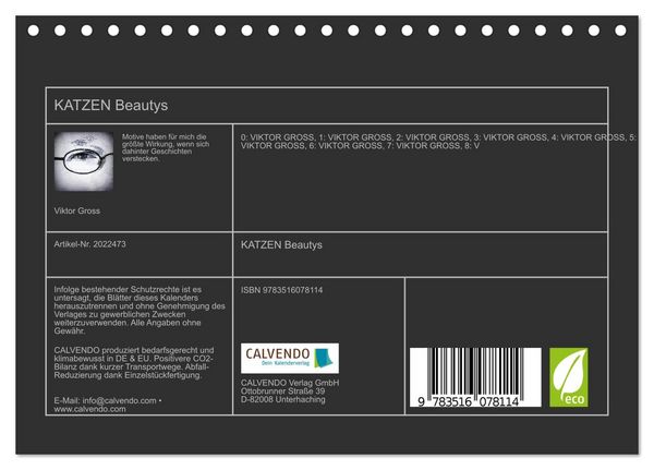 Produktbild: KATZEN Beautys (Tischkalender 2026 DIN A5 quer), CALVENDO Monatskalender