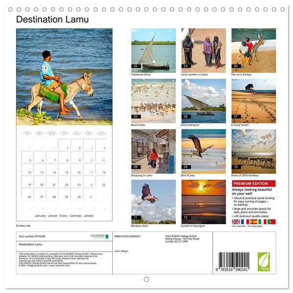Produktbild: Destination Lamu (Wall Calendar 2026 12 &times; 12 Inch) CALVENDO 12 Month Wall Calendar