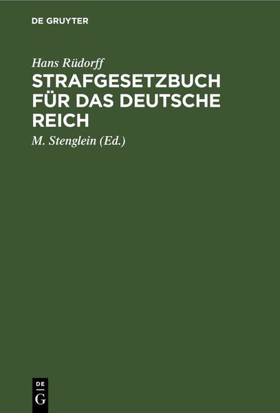 Produktbild: Strafgesetzbuch f&uuml;r das deutsche Reich