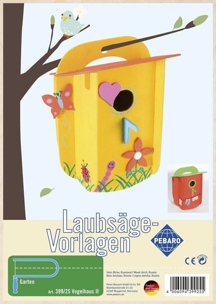 PEBARO 399/2S - Laubsägevorlage Vogelhaus II, 4 Platten, DIN A4
