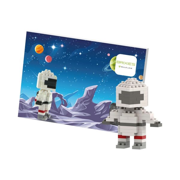Produktbild: BRIXIES 220037 - Postkarte Astronaut, 3D Konstruktionsbausatz aus Ministeinen, 99 Teile