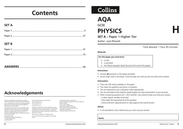 Produktbild: AQA GCSE 9-1 Physics Higher Practice Papers