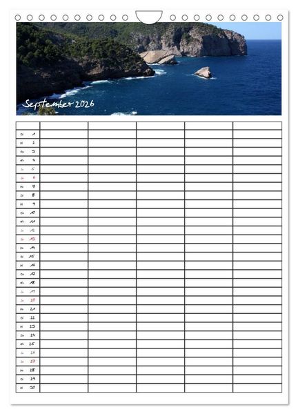 Produktbild: Ibiza / Familienplaner (Wandkalender 2026 DIN A4 hoch), CALVENDO Monatskalender