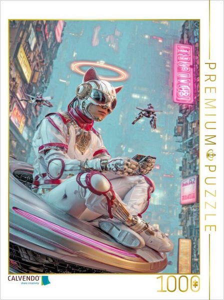 CALVENDO Puzzle Cyberpunk Neonwelt | 1000 Teile Lege-Größe 64x48cm Foto-Puzzle für glückliche Stunden