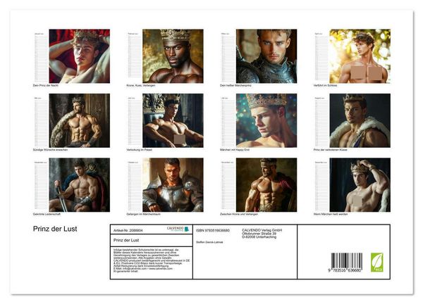 Produktbild: Prinz der Lust (Wandkalender 2026 DIN A3 quer), CALVENDO Monatskalender