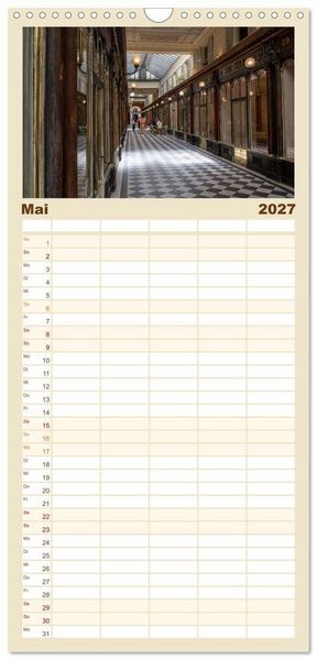 Produktbild: Familienplaner 2027 - Verborgene Passagen von Paris mit 5 Spalten (Wandkalender, 21 x 45 cm) CALVENDO