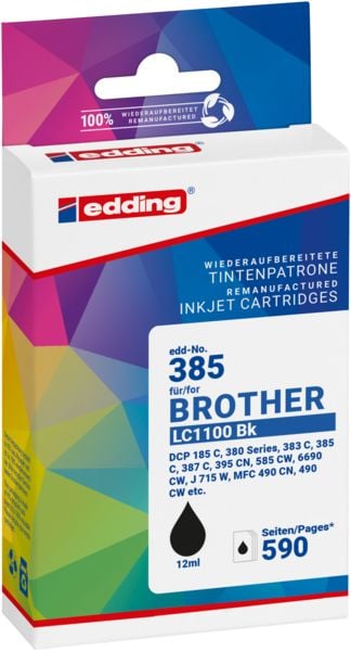 Produktbild: Edding Druckerpatrone ersetzt Brother LC-1100BK Kompatibel Schwarz EDD-385 18-385