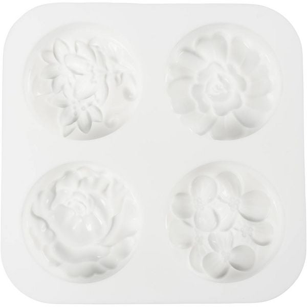 Produktbild: Creativ Company Silikonform, Rund mit Blumenmuster, L 6,8 cm, B 2,3 cm, 4 Stk
