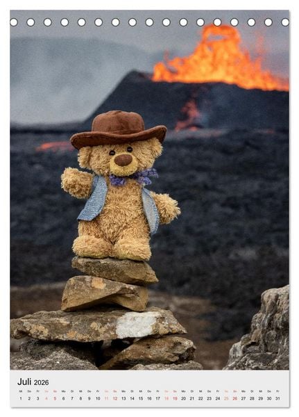 Produktbild: Travelling Teddy in Island (Tischkalender 2026 DIN A5 hoch), CALVENDO Monatskalender