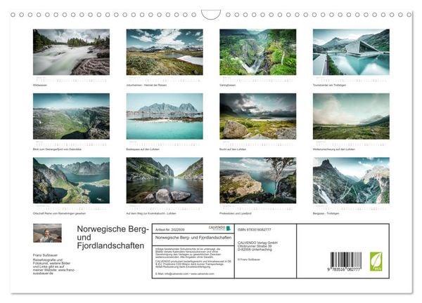 Produktbild: Norwegische Berg- und Fjordlandschaften (Wandkalender 2026 DIN A3 quer), CALVENDO Monatskalender