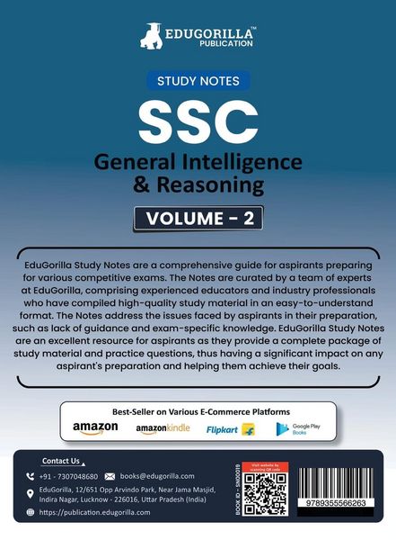 Produktbild: Study Notes for General Intelligence and Reasoning (Vol 2) - Topicwise Notes for CGL, CHSL, SSC MTS, CPO and Other SSC Exams with Solved MCQs