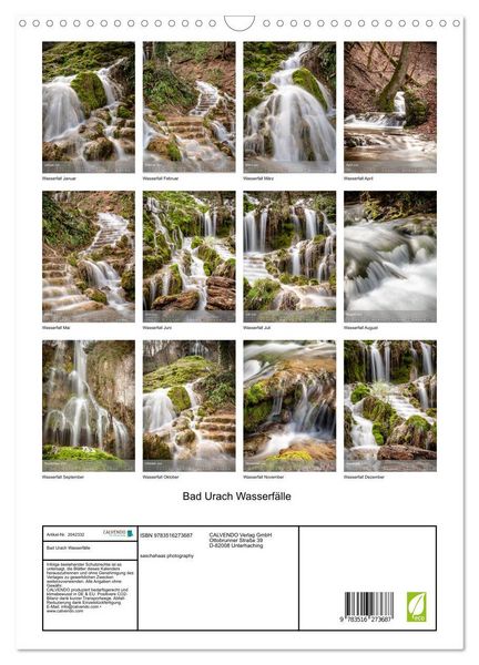 Produktbild: Bad Urach Wasserf&auml;lle (Wandkalender 2026 DIN A3 hoch), CALVENDO Monatskalender