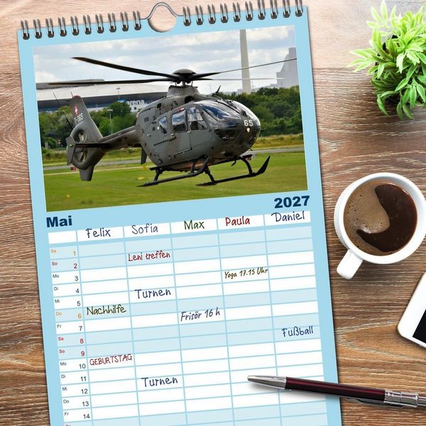 Produktbild: Familienplaner 2027 - Hubschrauberdynamik in allen Facetten mit 5 Spalten (Wandkalender, 21 x 45 cm) CALVENDO