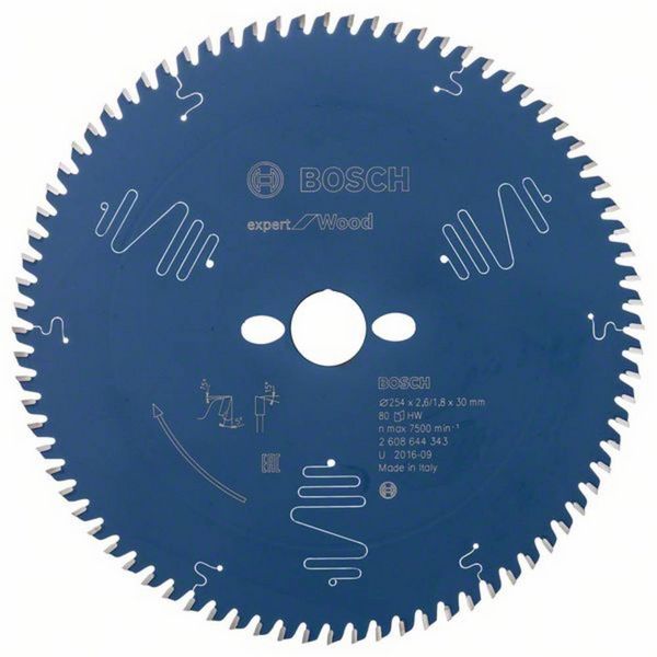 Bosch Accessories Expert for Wood 2608644343 Kreissägeblatt 254 x 30 x 1.8 mm Zähneanzahl: 80 1 St.