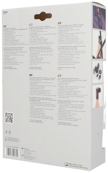 Produktbild: FISCHER FAHRRAD Fahrradbeleuchtung Set TWIN-60/30/15 LED Schwarz