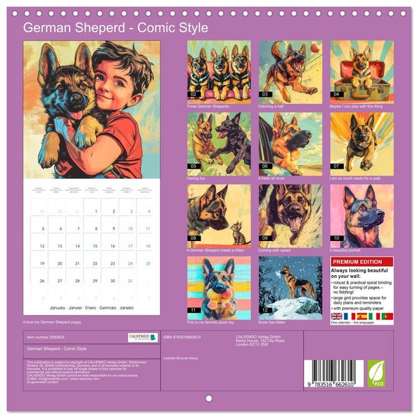 Produktbild: German Sheperd - Comic Style (Wall Calendar 2026 12 &times; 12 Inch) CALVENDO 12 Month Wall Calendar