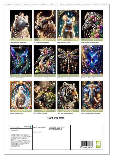 Produktbild: Krafttierportr&auml;ts (hochwertiger Premium Wandkalender 2027 DIN A2 hoch), Kunstdruck in Hochglanz