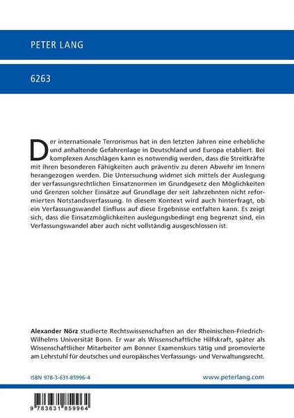 Produktbild: Die Zul&auml;ssigkeit des Pr&auml;ventiveinsatzes der Streitkr&auml;fte im Innern zur Abwehr terroristischer Gefahren