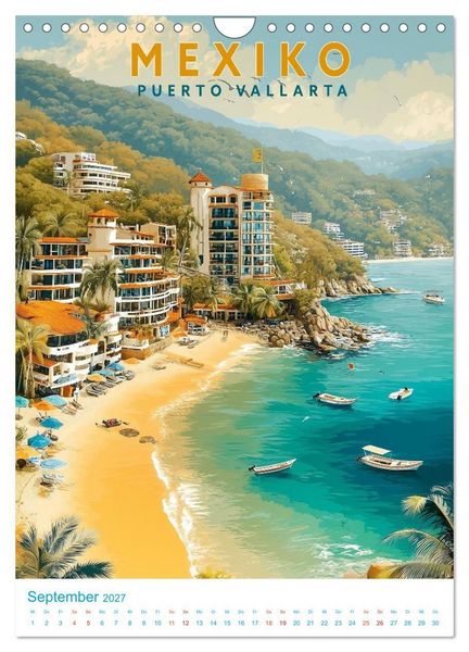 Produktbild: Mexiko - Old School Poster Style (Wandkalender 2027 DIN A4 hoch), CALVENDO Monatskalender