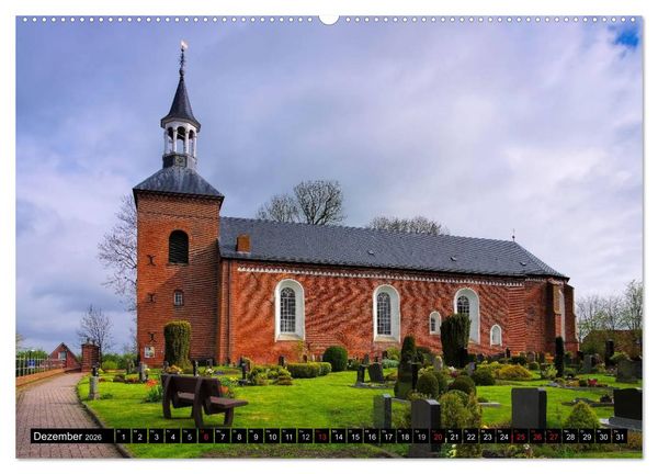 Produktbild: Kirchen in Ostfriesland (hochwertiger Premium Wandkalender 2026 DIN A2 quer), Kunstdruck in Hochglanz