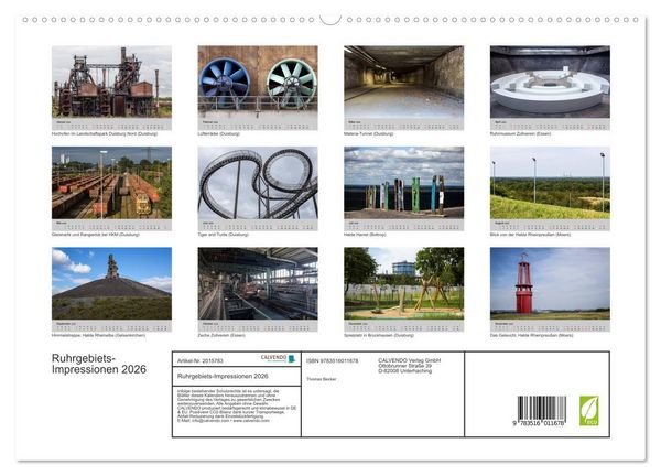 Produktbild: Ruhrgebiets-Impressionen 2026 (hochwertiger Premium Wandkalender 2026 DIN A2 quer), Kunstdruck in Hochglanz