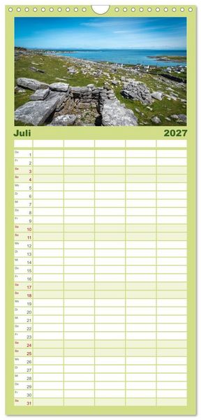 Produktbild: Familienplaner 2027 - Mystisches Irland mit 5 Spalten (Wandkalender, 21 x 45 cm) CALVENDO