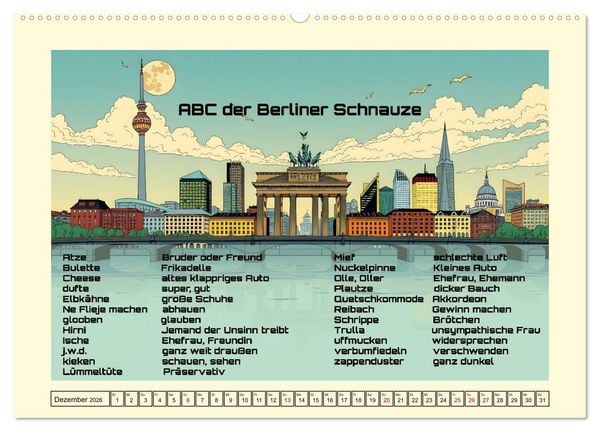 Produktbild: Liebenswerte Berliner Mundart (Wandkalender 2026 DIN A2 quer), CALVENDO Monatskalender