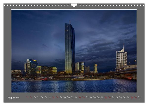 Produktbild: Gro&szlig;stadtabend - Die blaue Stunde in Wien (Wandkalender 2026 DIN A3 quer), CALVENDO Monatskalender