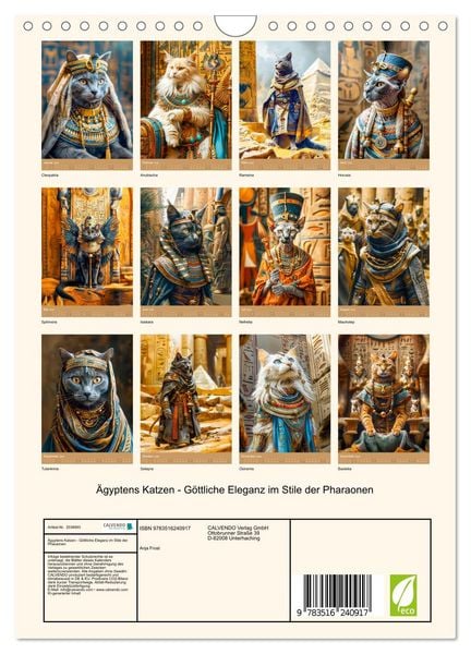 Produktbild: &Auml;gyptens Katzen - G&ouml;ttliche Eleganz im Stile der Pharaonen (Wandkalender 2026 DIN A4 hoch), CALVENDO Monatskalender