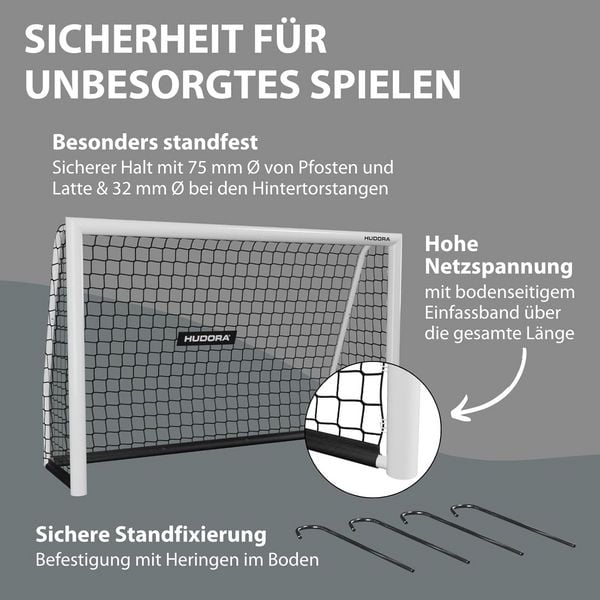 Produktbild: HUDORA 76952 - Fu&szlig;balltor Advanced 120, wei&szlig;, Ma&szlig;e: 120x60x80cm