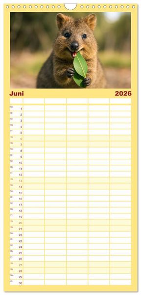 Produktbild: Familienplaner 2026 - Die vielleicht nettesten Wildtiere mit 5 Spalten (Wandkalender, 21 x 45 cm) CALVENDO