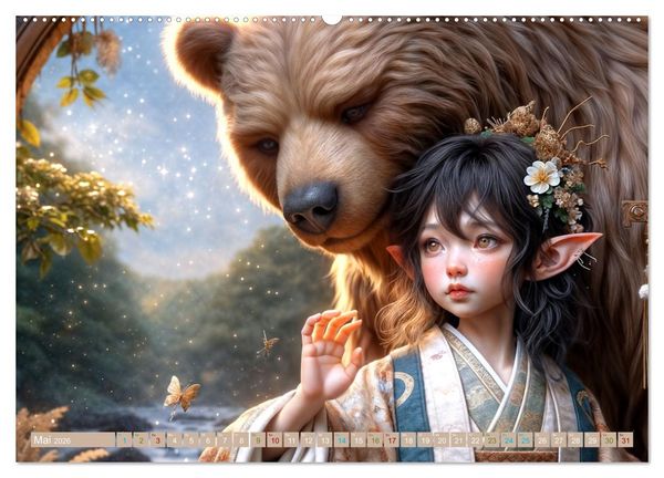 Produktbild: Elfenkinder und ihre Freunde - Magie und Natur im Einklang (Wandkalender 2026 DIN A2 quer), CALVENDO Monatskalender