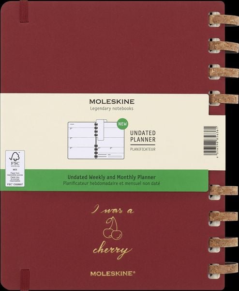 Produktbild: Moleskine Undatierter Life Kalender Mit Spiralbindung, Xl, Wochen-Monatskalender, Fester Einband, Crush Cherry