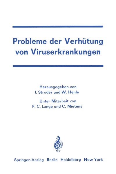 Produktbild: Probleme der Verh&uuml;tung von Viruserkrankungen